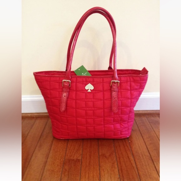NWT Kate Spade NY Quilted Signature Spade Small Harmony Handbag Red & Dustbag ♠️ - Picture 2 of 9